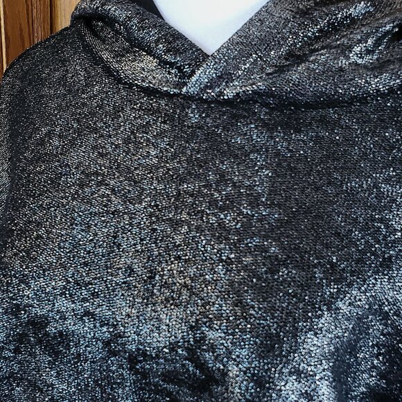 Anthropologie Pilcro Black Foil Metallic Hoodie Hooded Sweatshirt Women's Size M - Picture 4 of 11